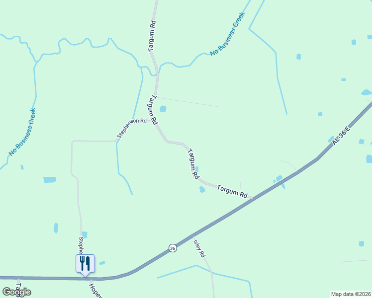 map of restaurants, bars, coffee shops, grocery stores, and more near Targum Road in Hartselle