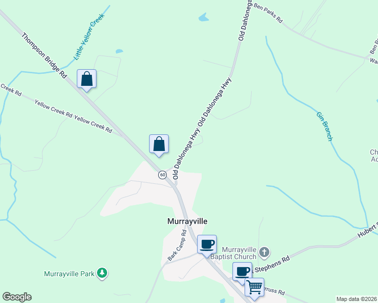 map of restaurants, bars, coffee shops, grocery stores, and more near 5664 Old Dahlonega Highway in Murrayville