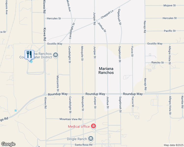 map of restaurants, bars, coffee shops, grocery stores, and more near 9464 Juniper Street in Apple Valley