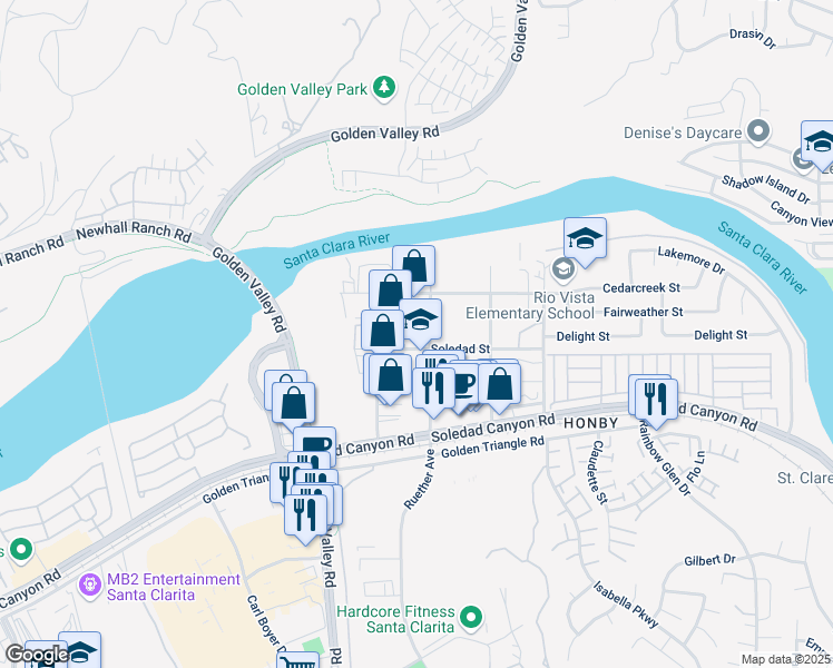 map of restaurants, bars, coffee shops, grocery stores, and more near 26911 Ruether Ave in Santa Clarita