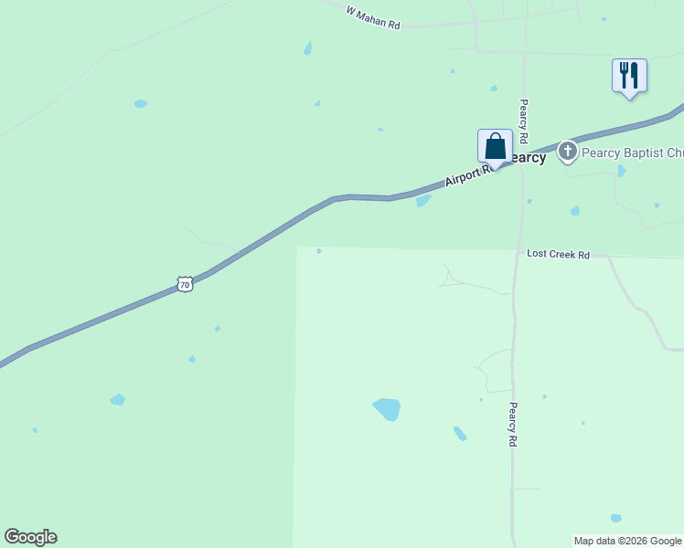 map of restaurants, bars, coffee shops, grocery stores, and more near 6427 Airport Road in Bonnerdale