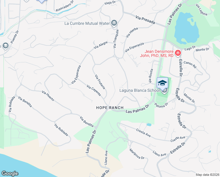 map of restaurants, bars, coffee shops, grocery stores, and more near 970 Via Fruteria in Santa Barbara