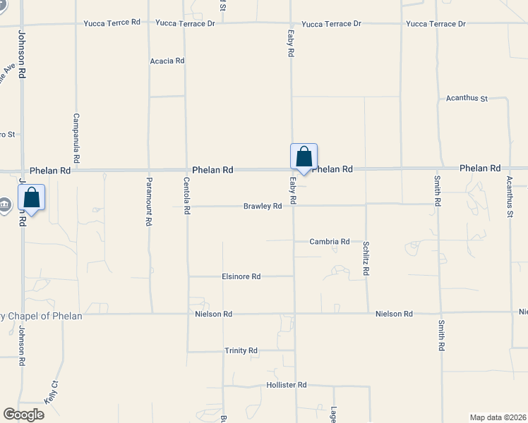 map of restaurants, bars, coffee shops, grocery stores, and more near 5625 Brawley Road in Phelan