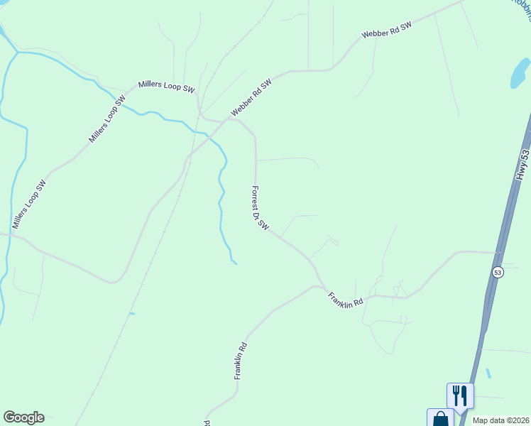 map of restaurants, bars, coffee shops, grocery stores, and more near 312 Forrest Drive Southwest in Plainville