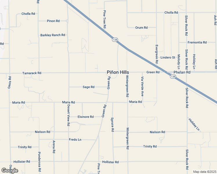 map of restaurants, bars, coffee shops, grocery stores, and more near Green Road & Sage Road in Pinon Hills