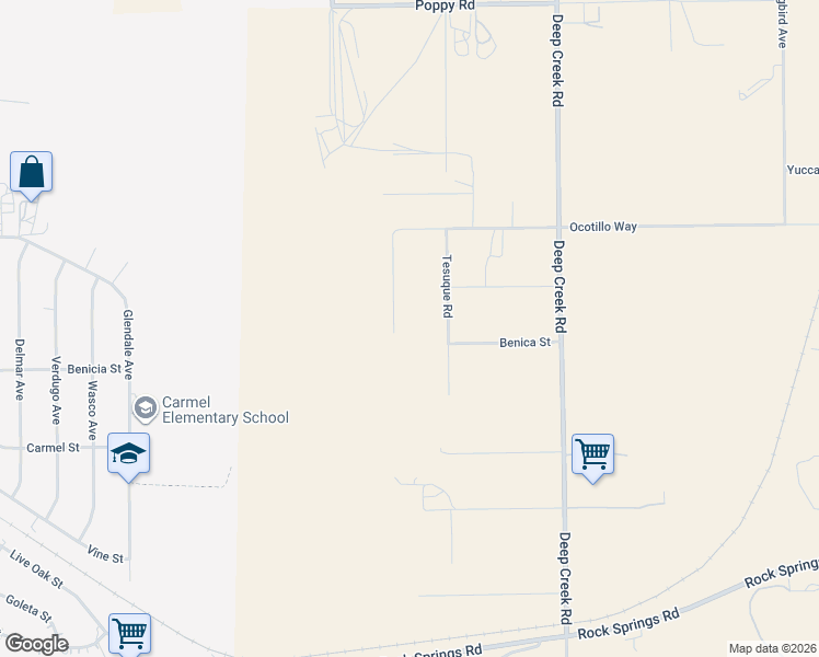 map of restaurants, bars, coffee shops, grocery stores, and more near 9571 Locust Lane in Apple Valley