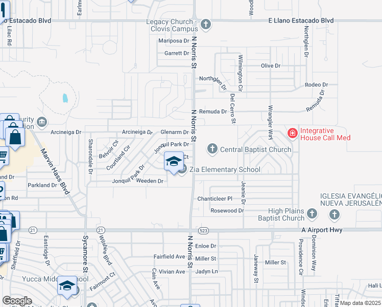 map of restaurants, bars, coffee shops, grocery stores, and more near 2140 Castle Court in Clovis