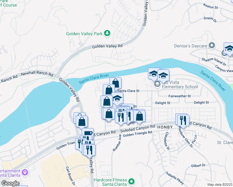 map of restaurants, bars, coffee shops, grocery stores, and more near 26951 Ruether Ave in Santa Clarita