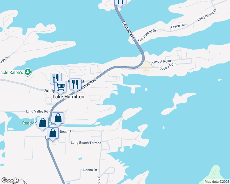 map of restaurants, bars, coffee shops, grocery stores, and more near 200 Woodlore Point in Hot Springs