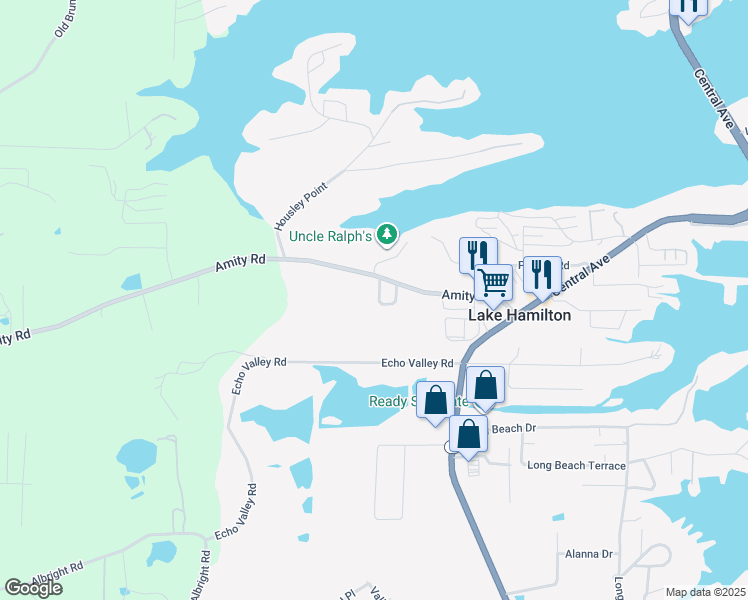 map of restaurants, bars, coffee shops, grocery stores, and more near 149 Faulkner Circle in Hot Springs