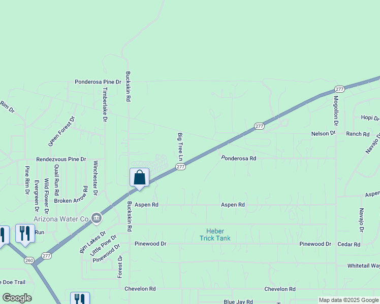 map of restaurants, bars, coffee shops, grocery stores, and more near 3027 Mearns Lane in Navajo County