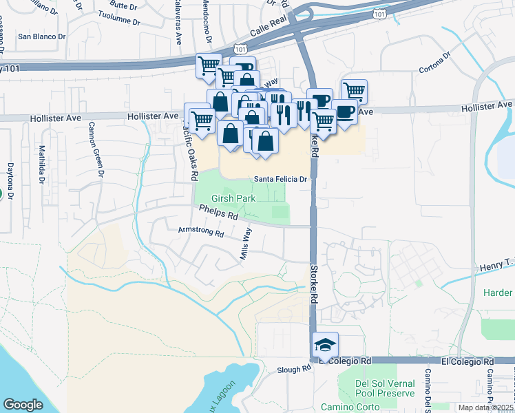 map of restaurants, bars, coffee shops, grocery stores, and more near in Santa Barbara