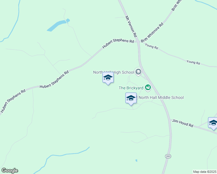 map of restaurants, bars, coffee shops, grocery stores, and more near 4885 Mount Vernon Road in Gainesville
