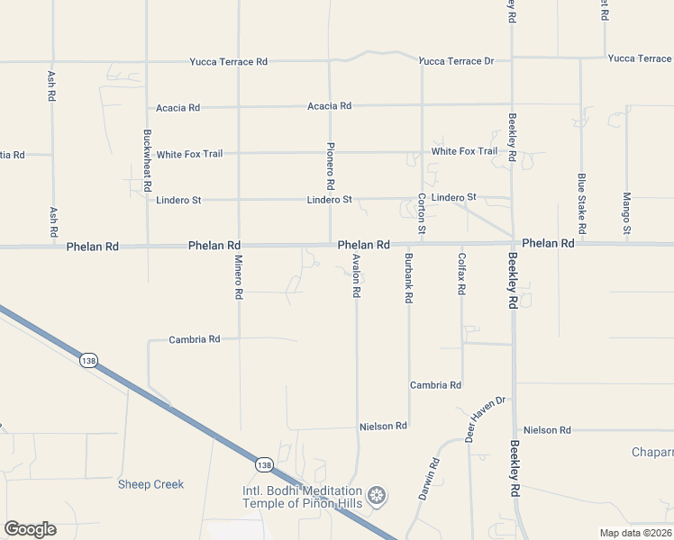 map of restaurants, bars, coffee shops, grocery stores, and more near 9636 Avalon Road in Pinon Hills