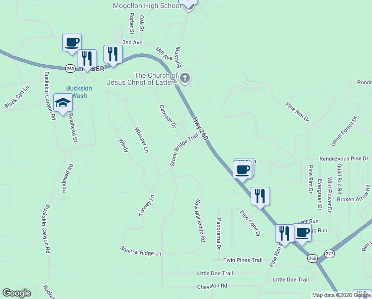 map of restaurants, bars, coffee shops, grocery stores, and more near 3365 Stone Bridge Trail in Heber-Overgaard