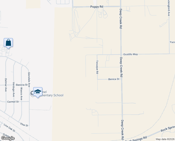 map of restaurants, bars, coffee shops, grocery stores, and more near 9571 Locust Lane in Apple Valley