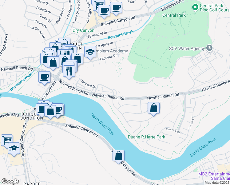 map of restaurants, bars, coffee shops, grocery stores, and more near in Santa Clarita