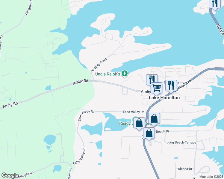 map of restaurants, bars, coffee shops, grocery stores, and more near 149 Faulkner Circle in Hot Springs