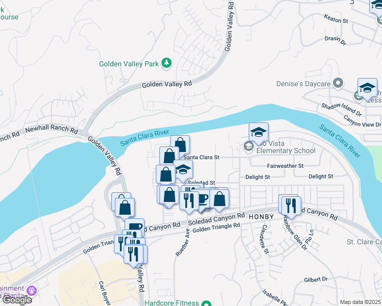 map of restaurants, bars, coffee shops, grocery stores, and more near 26951 Ruether Ave in Santa Clarita
