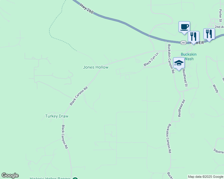 map of restaurants, bars, coffee shops, grocery stores, and more near 1748 Memorial Park Road in Navajo County