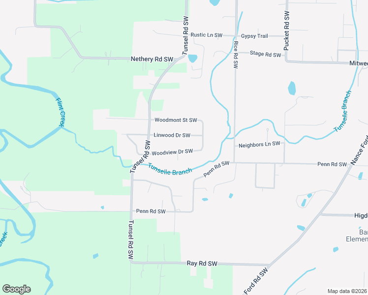 map of restaurants, bars, coffee shops, grocery stores, and more near 1610 Woodview Drive Southwest in Hartselle