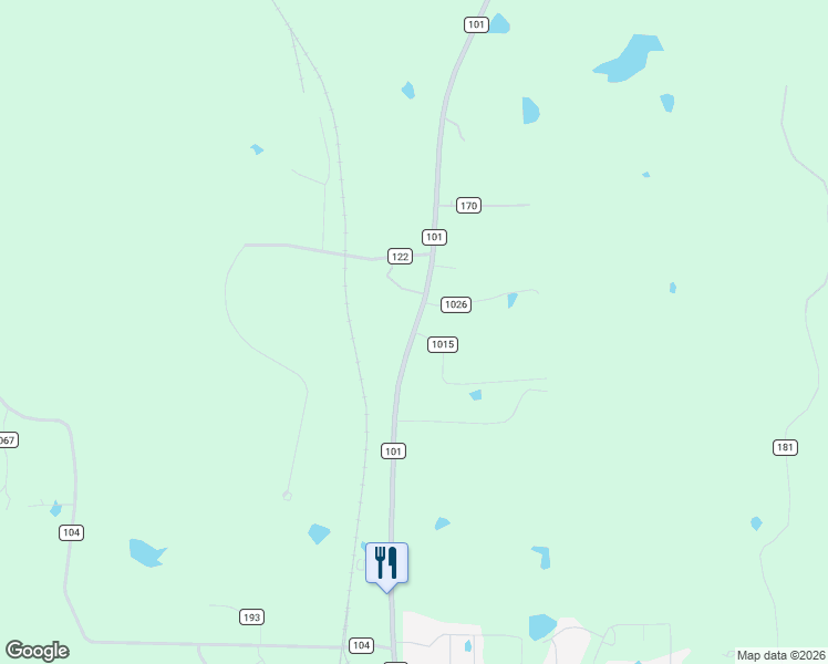 map of restaurants, bars, coffee shops, grocery stores, and more near County Road 101 in Lafayette County