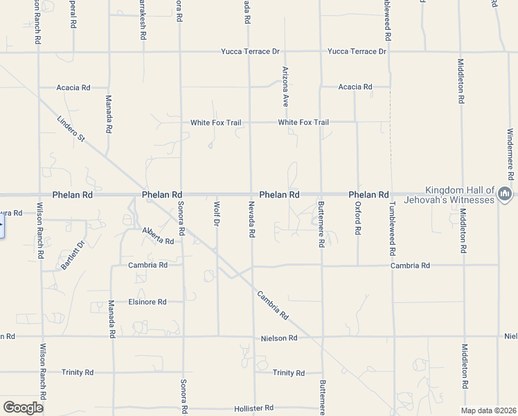 map of restaurants, bars, coffee shops, grocery stores, and more near 7127 Phelan Road in Phelan