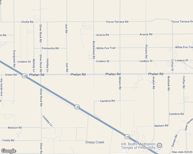 map of restaurants, bars, coffee shops, grocery stores, and more near 56 Buckwheat Road in Pinon Hills
