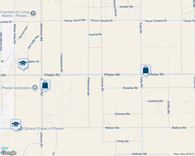 map of restaurants, bars, coffee shops, grocery stores, and more near 9682 Centola Road in Phelan