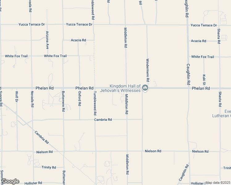 map of restaurants, bars, coffee shops, grocery stores, and more near 7653 Phelan Road in Phelan