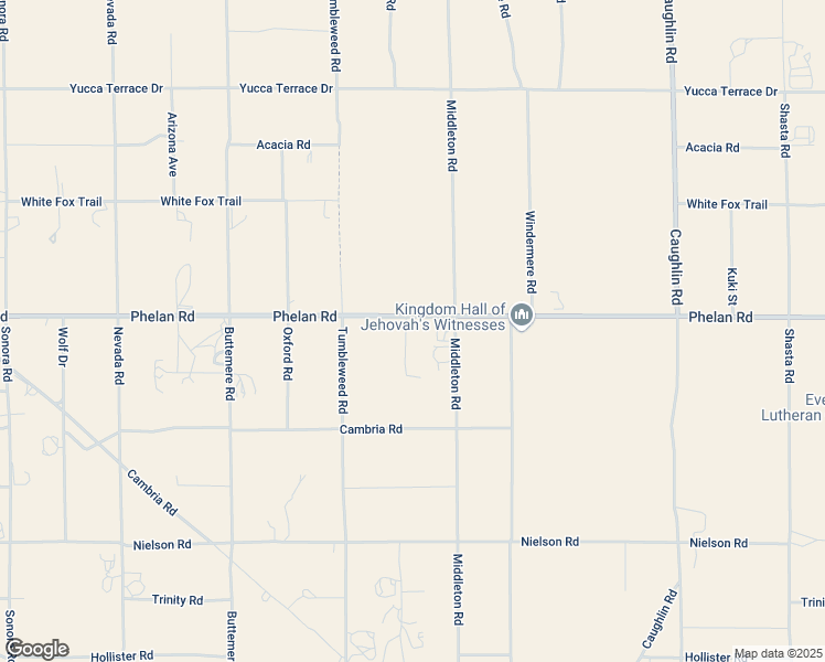 map of restaurants, bars, coffee shops, grocery stores, and more near 7653 Phelan Road in Phelan