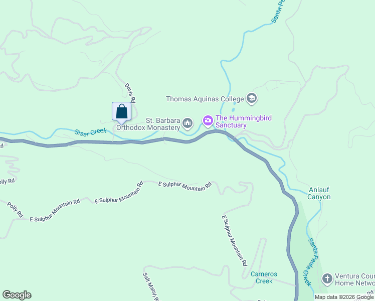map of restaurants, bars, coffee shops, grocery stores, and more near Ojai Road in Santa Paula