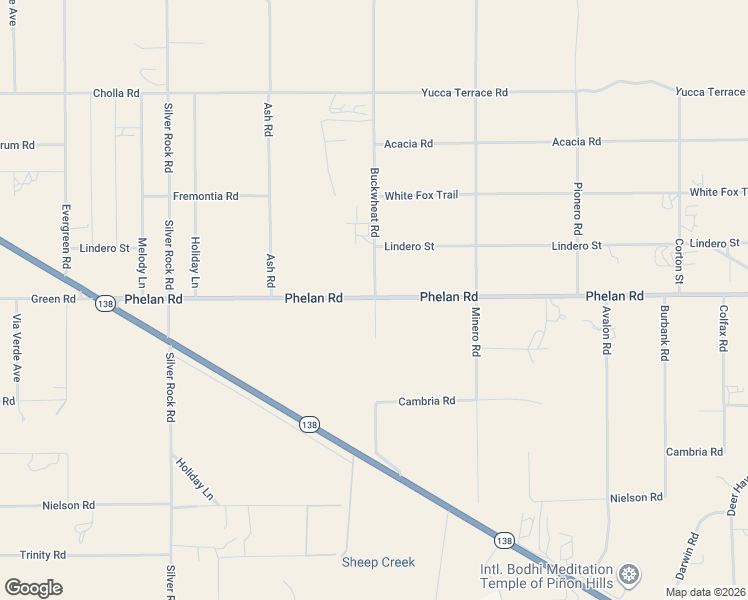 map of restaurants, bars, coffee shops, grocery stores, and more near 56 Buckwheat Road in Pinon Hills