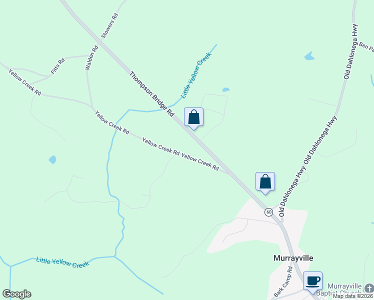 map of restaurants, bars, coffee shops, grocery stores, and more near 5758 Yellow Creek Road in Murrayville