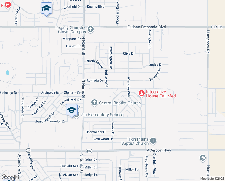 map of restaurants, bars, coffee shops, grocery stores, and more near 112 Waters Ct in Clovis