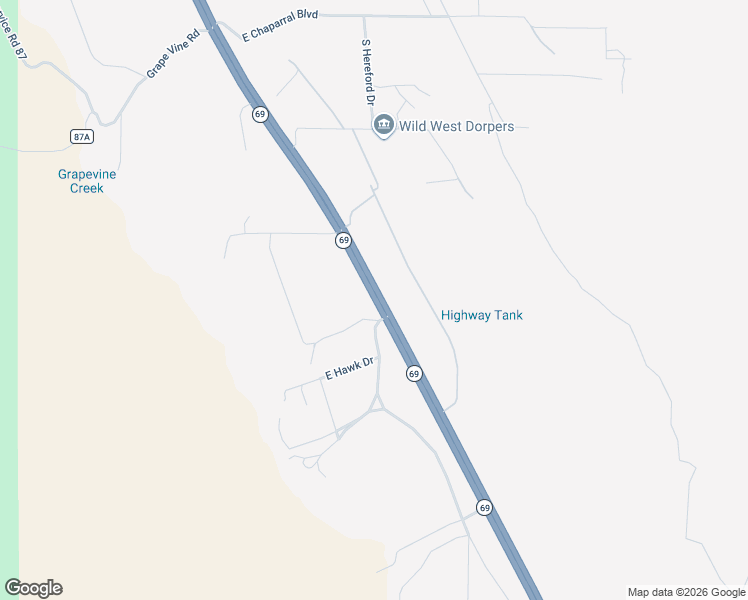 map of restaurants, bars, coffee shops, grocery stores, and more near South Highway 69 in Mayer