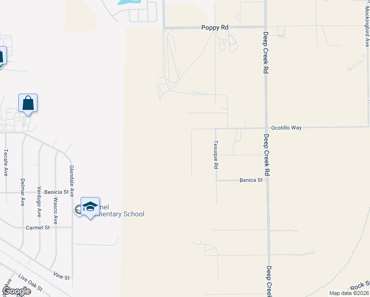 map of restaurants, bars, coffee shops, grocery stores, and more near 9626 Locust Lane in Apple Valley