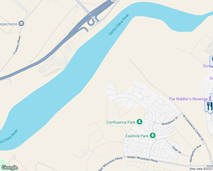 map of restaurants, bars, coffee shops, grocery stores, and more near 27385 Dialogue Way in Los Angeles County