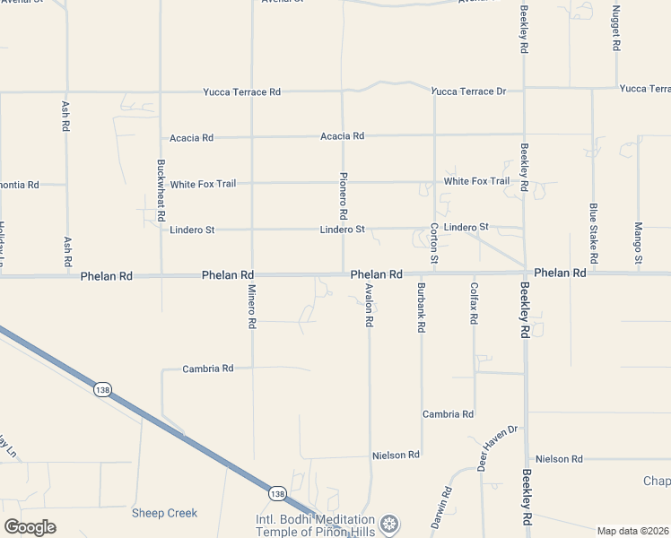 map of restaurants, bars, coffee shops, grocery stores, and more near 9636 Avalon Road in Pinon Hills