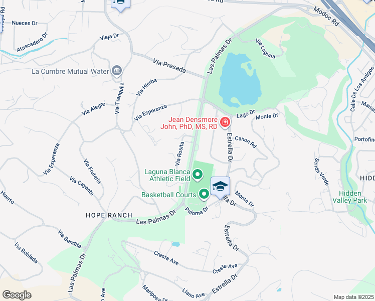 map of restaurants, bars, coffee shops, grocery stores, and more near 939 Las Palmas Drive in Santa Barbara