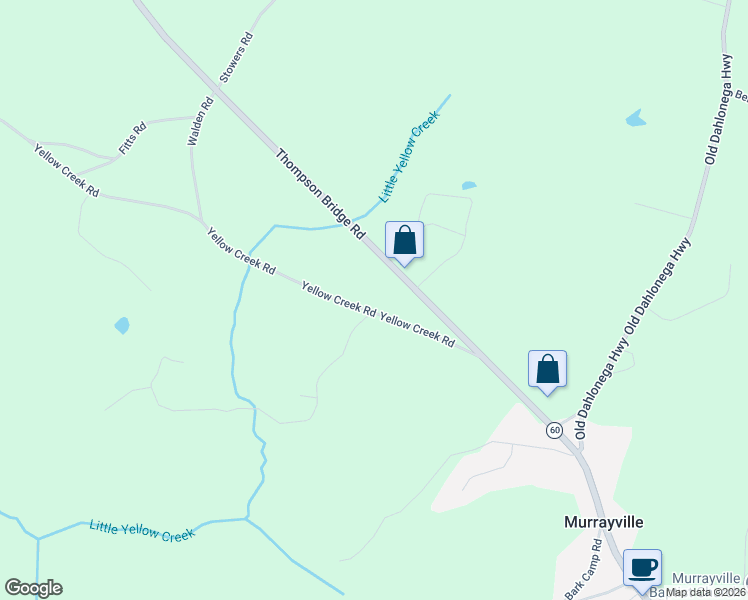 map of restaurants, bars, coffee shops, grocery stores, and more near 5800 Yellow Creek Road in Murrayville