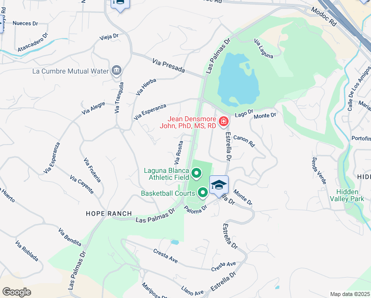 map of restaurants, bars, coffee shops, grocery stores, and more near 939 Las Palmas Drive in Santa Barbara