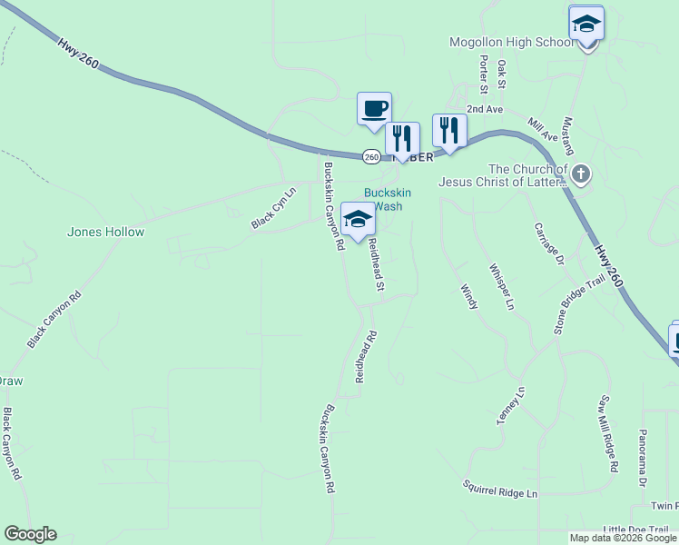 map of restaurants, bars, coffee shops, grocery stores, and more near 3374 Buckskin Canyon Road in Heber-Overgaard