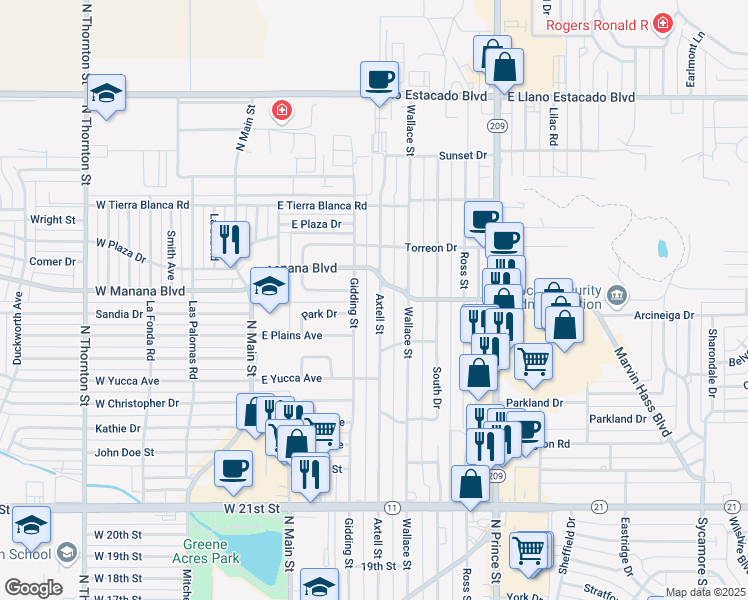 map of restaurants, bars, coffee shops, grocery stores, and more near 2808 Axtell Street in Clovis