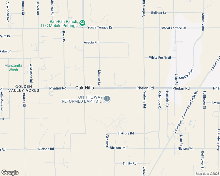 map of restaurants, bars, coffee shops, grocery stores, and more near Phelan Road in Hesperia