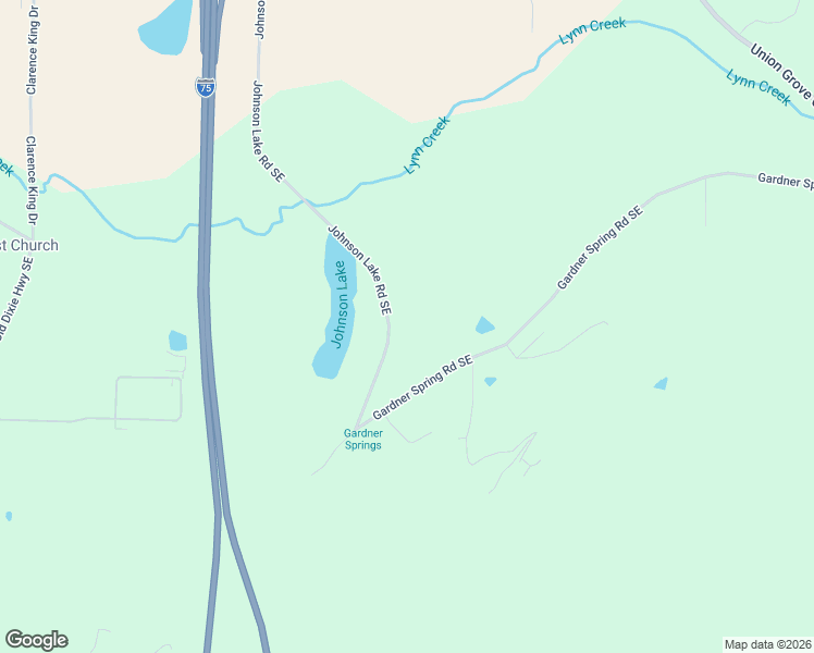 map of restaurants, bars, coffee shops, grocery stores, and more near 740 Johnson Lake Road Southeast in Adairsville