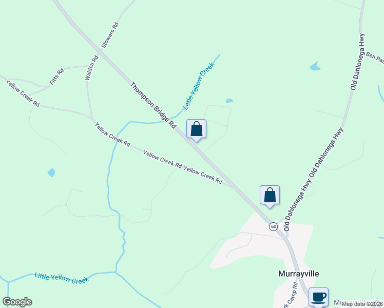 map of restaurants, bars, coffee shops, grocery stores, and more near 5758 Yellow Creek Road in Murrayville