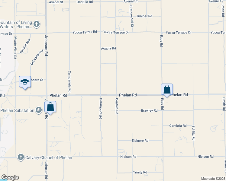 map of restaurants, bars, coffee shops, grocery stores, and more near 9682 Centola Road in Phelan