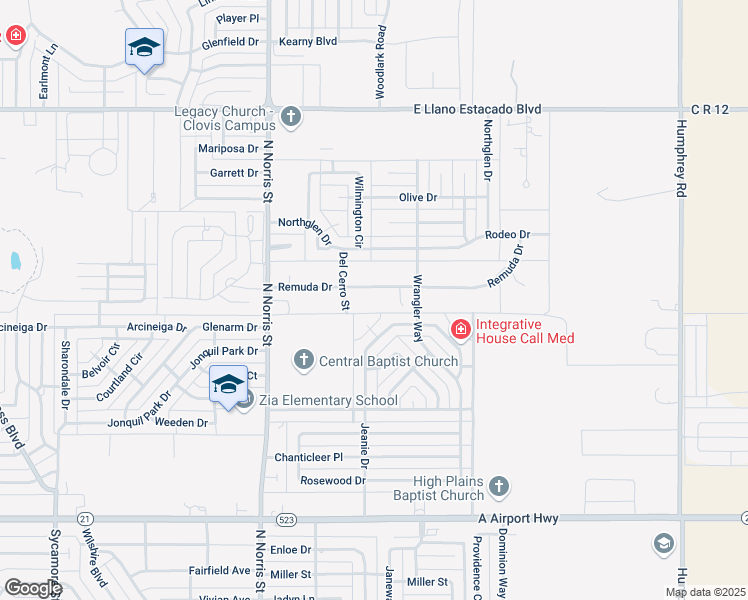 map of restaurants, bars, coffee shops, grocery stores, and more near 112 Waters Ct in Clovis
