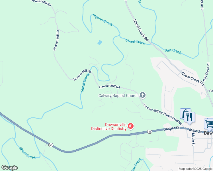 map of restaurants, bars, coffee shops, grocery stores, and more near 0 Laurel Ridge in Dawsonville